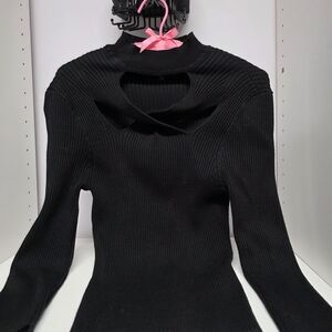 White House Black Market Black Ribbed Sweater